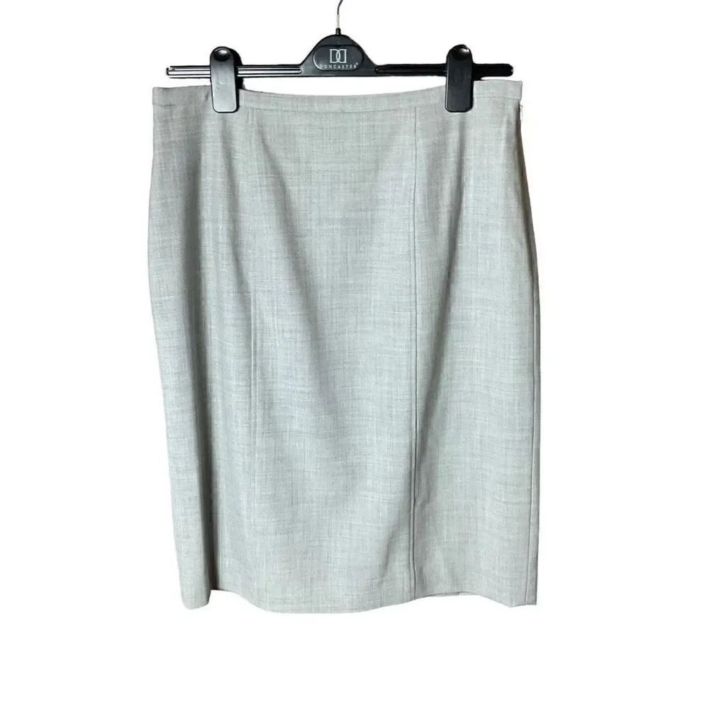 Doncaster Skirt Sheath Midi Grey Side Zipper Snap Clasp Closure Lined Women 14